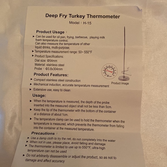 KT THERMO Deep Fry Thermometer With Instant Read ,Dial Thermometer,12" - Picture 8 of 8